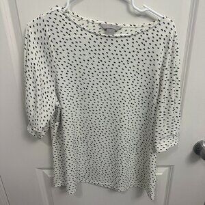 White and Black Spotted Business Top